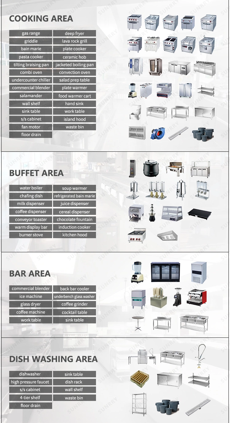 Professional Stainless Steel Industrial Catering Commercial Hotel Kitchen Equipment