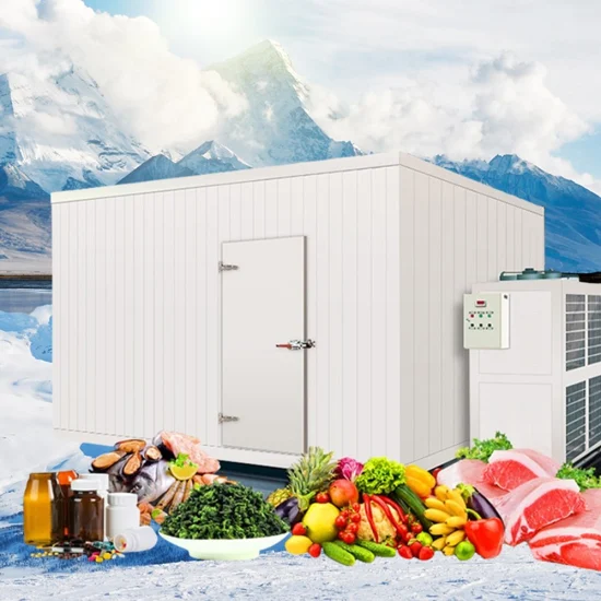 Equipamento de refrigeração de grande capacidade para restaurante de supermercado caminhada na sala fria de armazenamento de freezer para frutas e legumes frescos